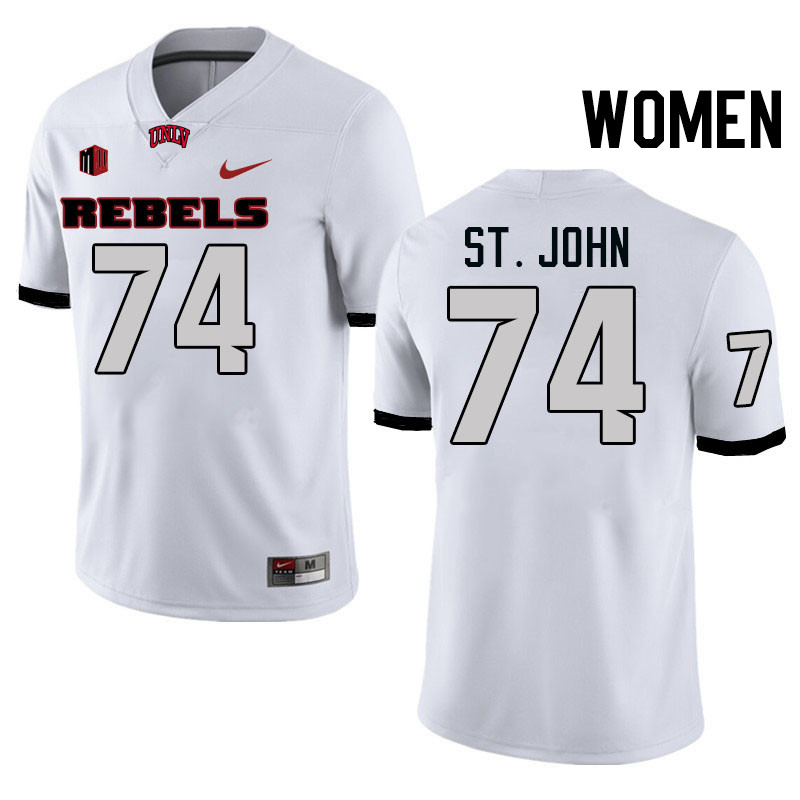 Women #74 Jalen St. John UNLV Rebels College Football Jerseys Stitched-White